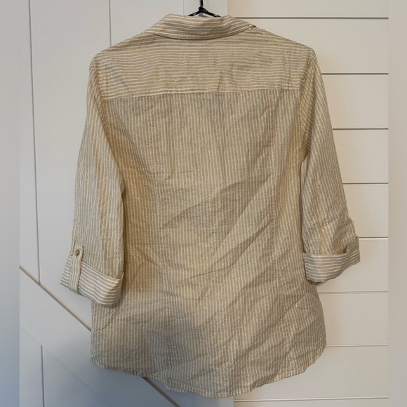 Anne Klein Gold and Cream Striped Top - Picture 6 of 9